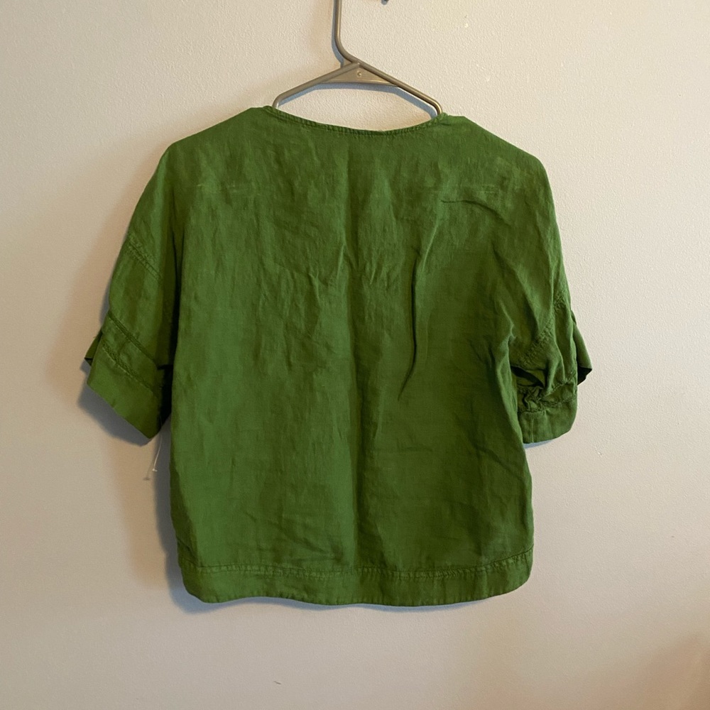 Zara Green V-Neck Top #120 - Picture 6 of 7